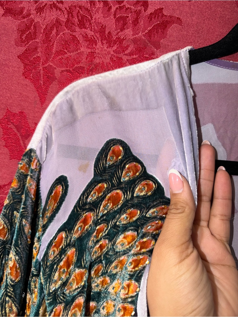 Art to wear peacock beaded kimono/coverup - Picture 4 of 4